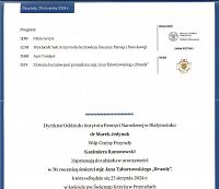 Foto: Zaproszenie na uroczystość w 70 rocznicę śmierci mjr Jana Taborowskiego 